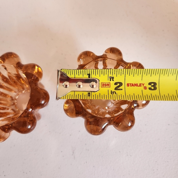 Vintage Rose Pink Glass Round Candle Holder Eclectic Boho Bohemian - Picture 7 of 7